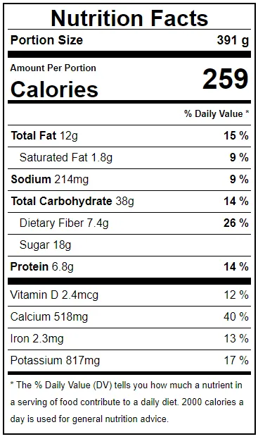 Choco-Banana Indulgence Smoothie Nutrition Facts