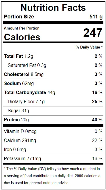 Citrus Sunshine Smoothie Nutrition Facts