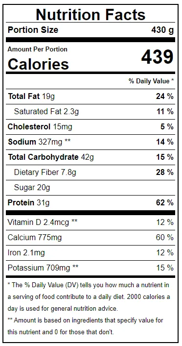 Peanut Butter Power Smoothie Nutrition Facts