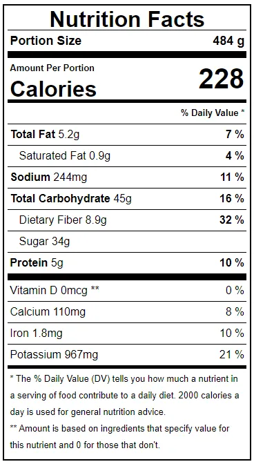 Tropical Twist Smoothie Nutrition Facts